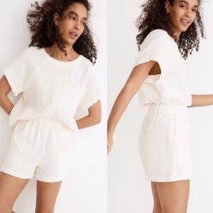 Madewell Cream Top and Shorts In Lightspun Renwood Set